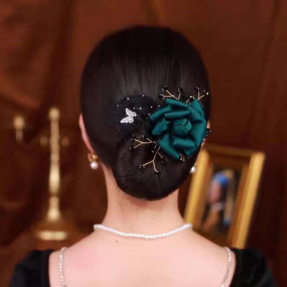 3 PACK Camellia Flower Hair Bun Makers, Quick Fashion Hair Accessories for Women (Style 2)