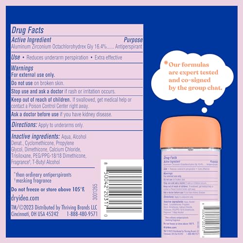 Dry Idea Gel Deodorant & Antiperspirant | 2X Longer Sweat Protection | 72-Hour Odor Protection | Unscented & Hypoallergenic for Sensitive Skin, 3 oz. (Pack of 3)