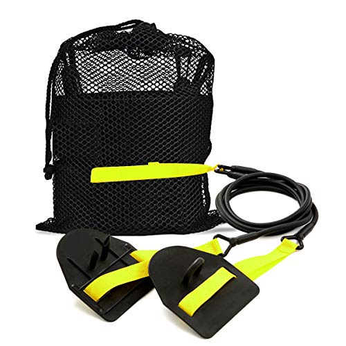 Dryland Powercord with Paddles,Swimming Arm Strength Trainer, Professional Freestyle Swimming Resistance Exercise Bands Set