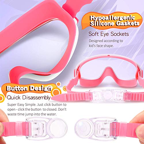 EasYoung 2-Pack Kids Swim Goggles, Wide Vision Swim Goggles for Child from 3-15