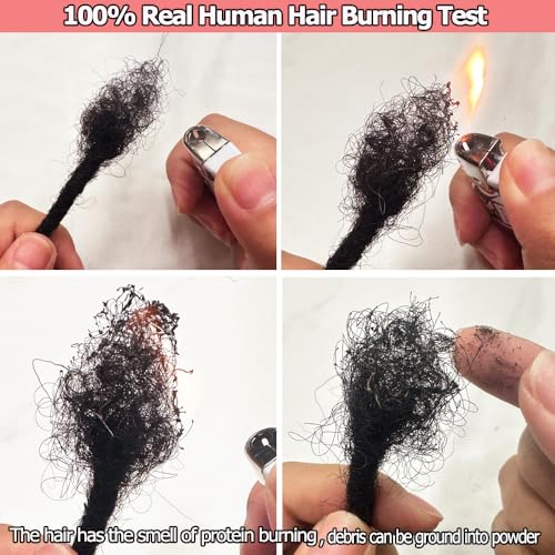 Dreadlock Extensions Human Hair 10-100 Strands 100% Full Handmade Permanent Loc Extension Human Hair for Women/Men/Kids Can Be Dyed Bleached Curled Twisted (0.4cm 1B, 10 inch 10 Strands)