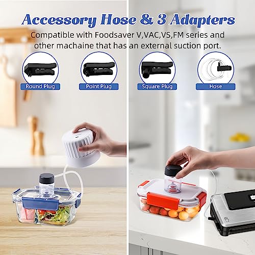 Electric Mason Jar Vacuum Sealer for Wide & Regular-Mouth Jar and Accessory Hose Compatible with FoodSaver Vacuum Sealer and Vacuum Container, Wine Vacuum Stoppers, Vacuum Sealer Kit