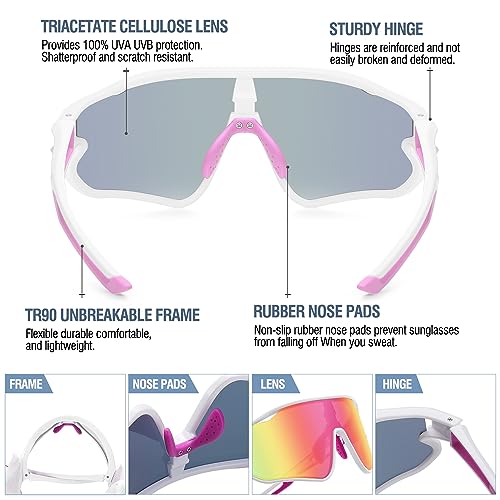 DUCO Kids Sunglasses Youth Baseball Sun Glasses Lightweight TR90 Frame UV400 Sports Cycling Shades for Boys Girls DK268