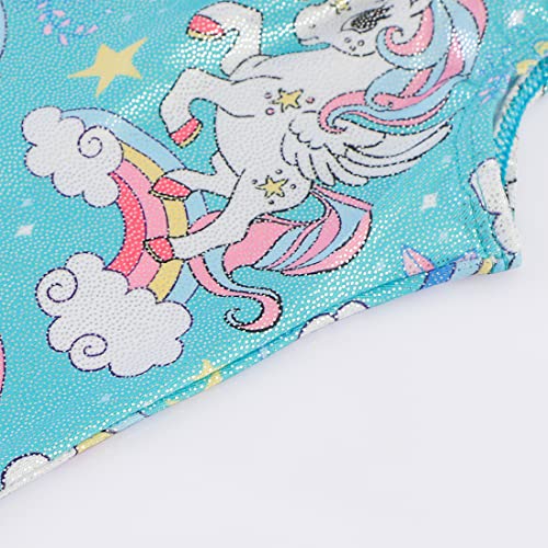 EQSJIU Unicorn Leotards Gymnastics Girls 5t Size 5-6 Years Old Aqua Blue Flower Green Floral Flower Biketard Leotard With Shorts Outfit Costume Unitard 5t Gymnastics Leotards for Girls
