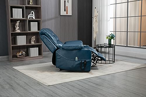 ERYE Oversized Electric Power Lift Recliner Chair for Elderly W/Massage and Heat, Infinite Positions 2 Remote Controllers Faux Leather Upholstered Recliner&Armchair W/Side Pockets & Cupholders