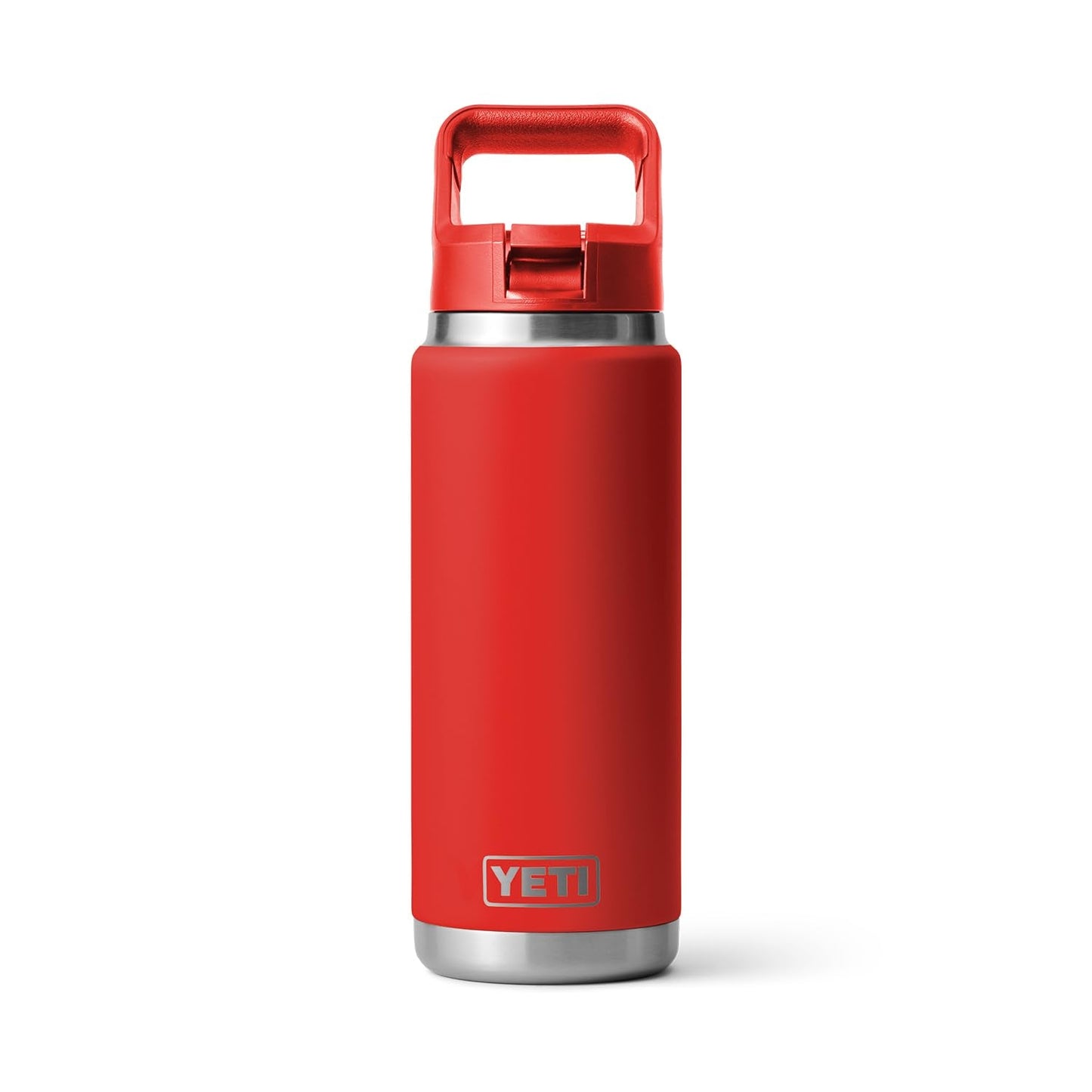 YETI Rambler 26 oz Bottle, Vacuum Insulated, Stainless Steel with Color Matching Straw Cap, Canyon Red