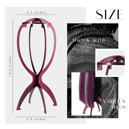 Dreamlover Wig Stand, Plum, 3 Packs