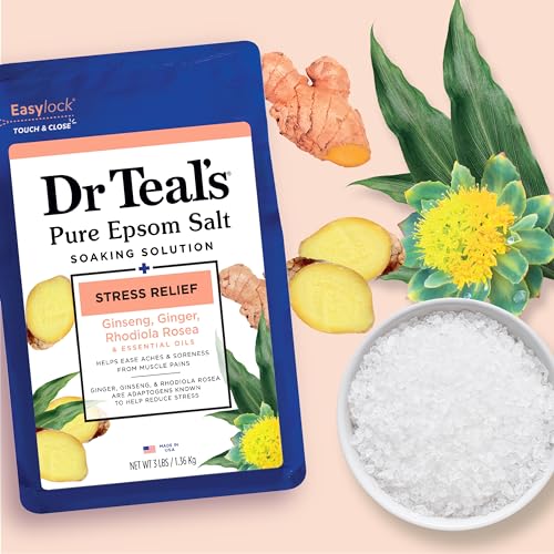 Dr Teal's Pure Epsom Magnesium Salt Soak, Stress Relief with Essential Oils, 3lbs