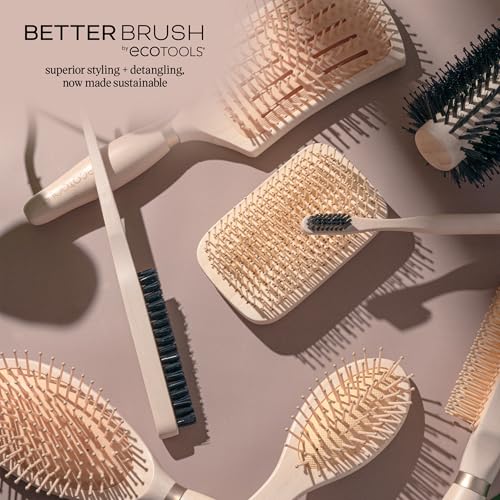 EcoTools Volumizing Round Hairbrush, Achieve Full Blow Out, Heat Resistant For Easy Blow Drying, Vegan Bristles Tame Frizz & Smooth Hair, Made With Renewable Bamboo, Cruelty-Free, 1 Count