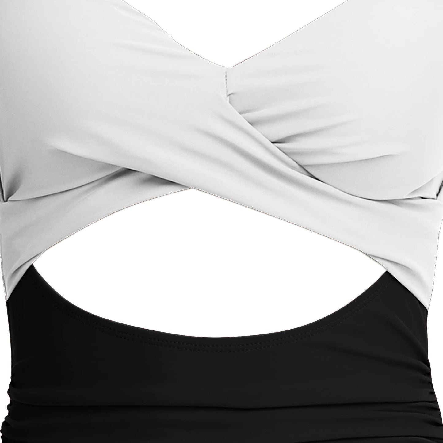 Eomenie Women's One Piece Swimsuits Tummy Control Cutout High Waisted Bathing Suit Wrap Tie Back 1 Piece Swimsuit Balck and White