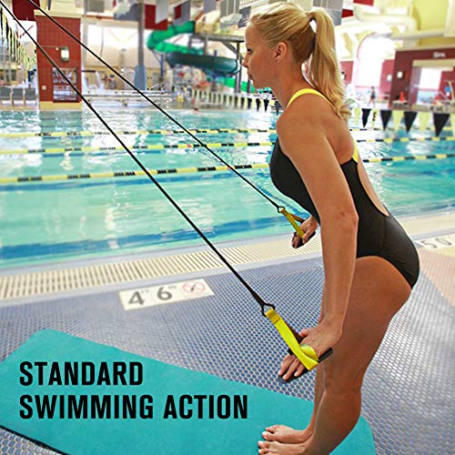 Dryland Powercord with Paddles,Swimming Arm Strength Trainer, Professional Freestyle Swimming Resistance Exercise Bands Set
