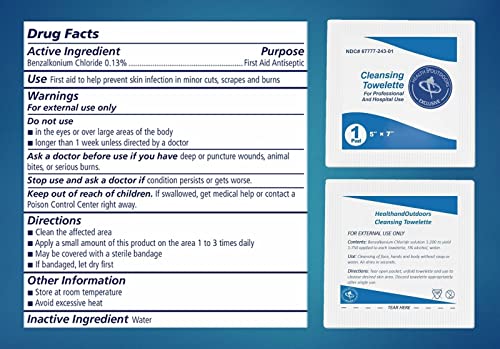 Dynarex Cleansing Towelettes 5 X 7" Individual Packet (#1301, Sold Per Box)