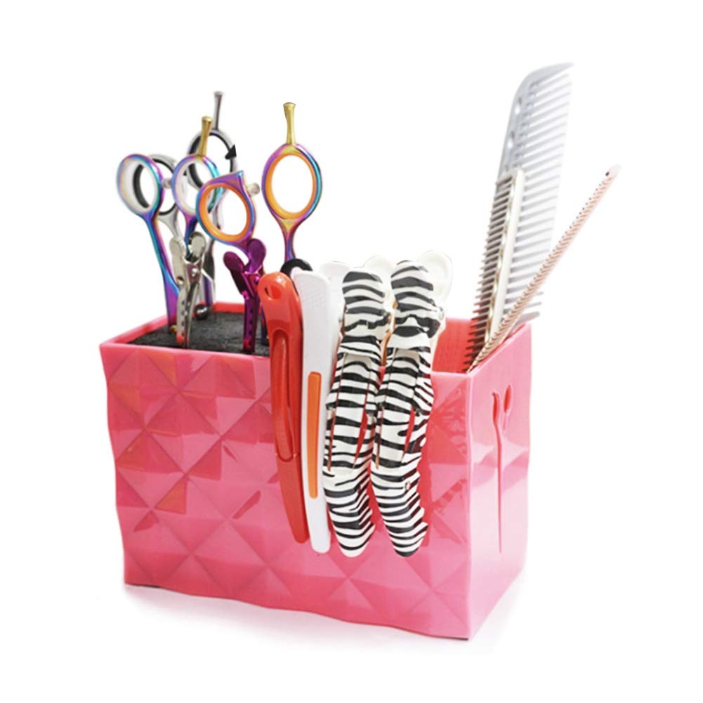 Double Case Professional Salon Stylish Hairdresser Scissor Combs Clips Storage Case Hairdressing Tools Accessories Holder Rack Shears Rack for Pet Groomer (Red)