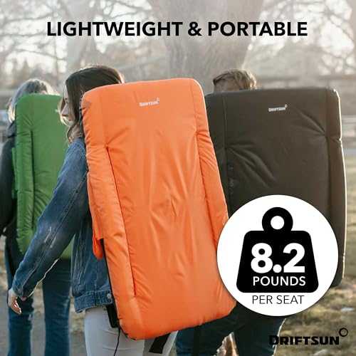 Driftsun Extra Wide Stadium Seats with Back Support - Deluxe Foldable Stadium Chairs for Bleachers - Folding Waterproof Sport Chair - Easy to Transport