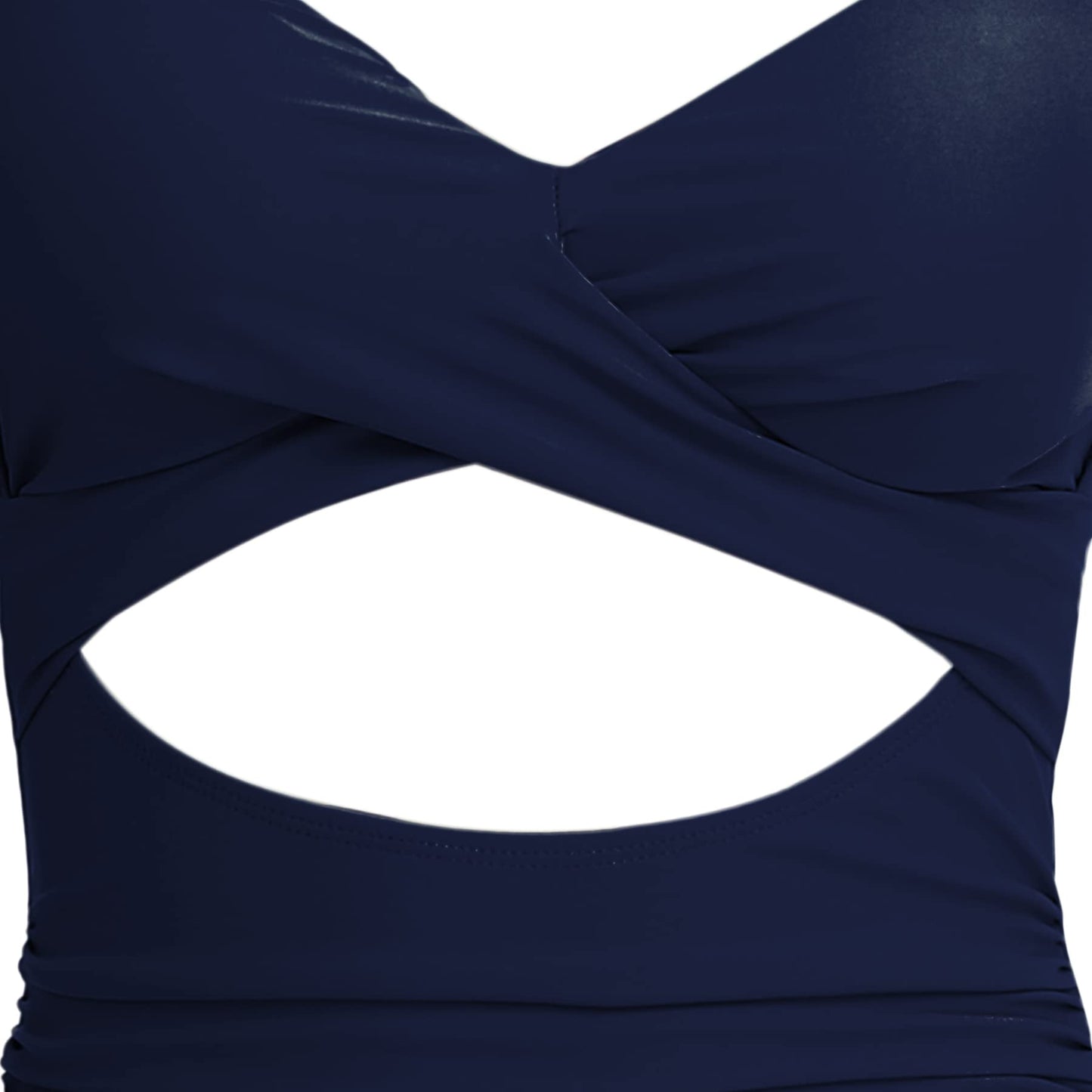 Eomenie Women's One Piece Swimsuits Tummy Control Cutout High Waisted Bathing Suit Wrap Tie Back 1 Piece Swimsuit Dark Blue