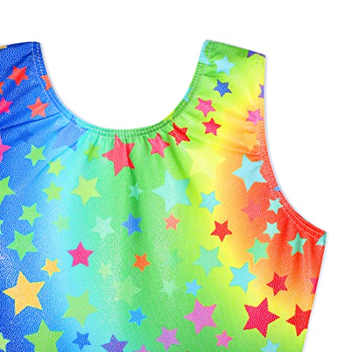EQSJIU Gymnastics Shorts For Girls Rainbow Stars Shiny Kids Gymnastics Leotards For Girls 5/6 Years Little Students