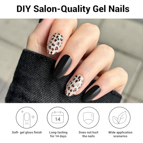 DUKASOU Semi Cured Gel Nail Strips, 28 pcs Gel Nail Strips Work with Any UV Lamp, Long Lasting Gel Nail Stickers Full Nail Wraps, Salon Quality, Easy to Apply (Road Wilderness)