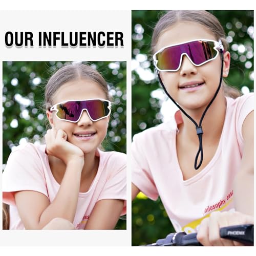 DUCO Kids Sunglasses Youth Baseball Sun Glasses Lightweight TR90 Frame UV400 Sports Cycling Shades for Boys Girls DK268