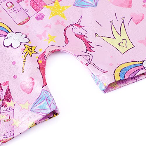 EQSJIU Leotards For Girls Gymnastics With Shorts Sparkle Unicorn 5t Size 5-6 Years Old 5-6x Castle Hot Pink Rainbow Outfits Apparel Biketard