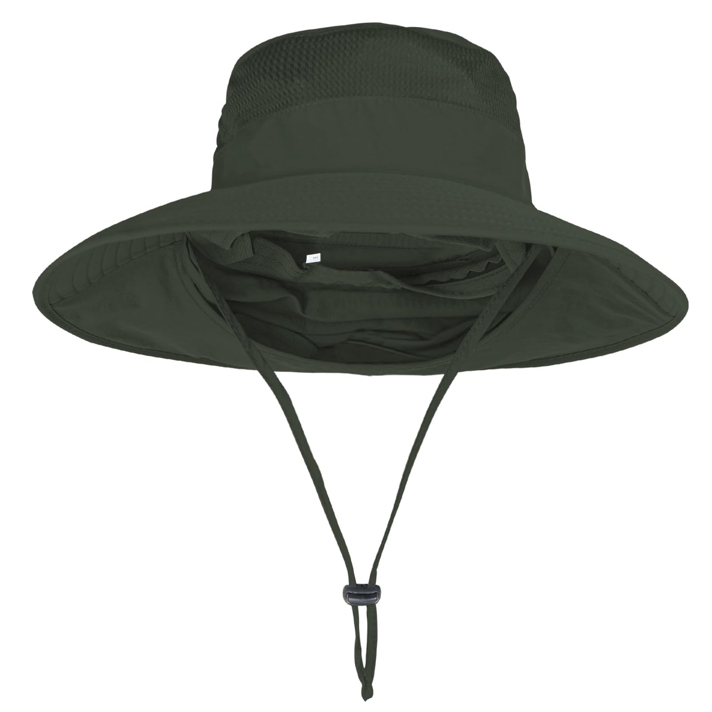 2Pack Sun Hats for Men Women Fishing Hat UPF 50+ Breathable Wide Brim Bucket Hats Summer UV Protection Safari Hat with Neck Flap Black/Army Green