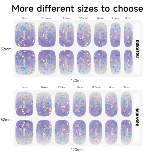 DUKASOU Semi Cured Gel Nail Strips, 28pcs Gradient Love Gel Nail Strips Work with Any UV Light, Gel Nail Stickers Full Nail Wraps for Women Girls Kids DIY Gift, Include Prep Pads, Nail File&Wood Stick