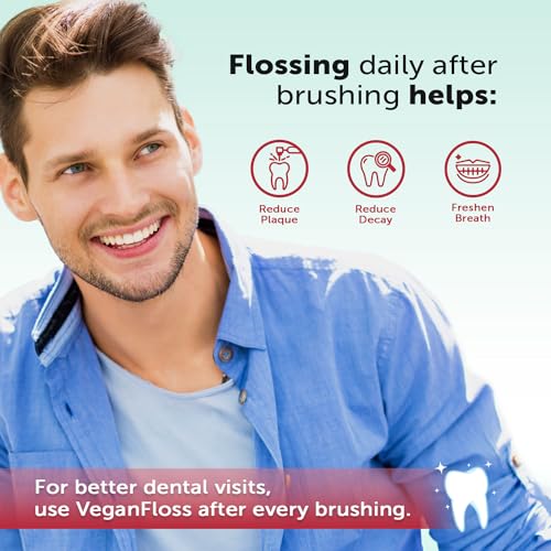 Eco-Dent VeganFloss Dental Floss, Waxed, Cranberry-Aloe - Floss with Vegan Plant-Based Wax, Recyclable Cardboard Packaging, 100 Yds + DailyRinse Single-Use Pack
