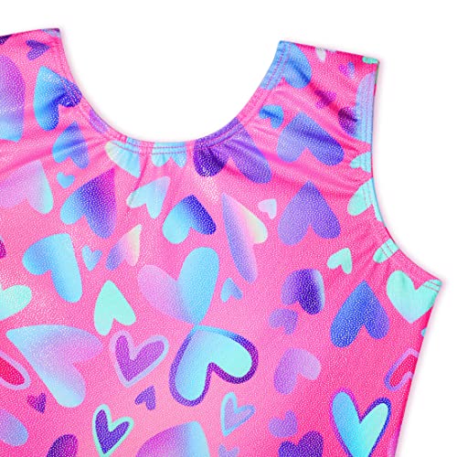 EQSJIU Gymnastics Shorts For Girls Rose Red Heart Golden Shiny Kids Gymnastics Leotards For Girls 5/6 Years Little Students
