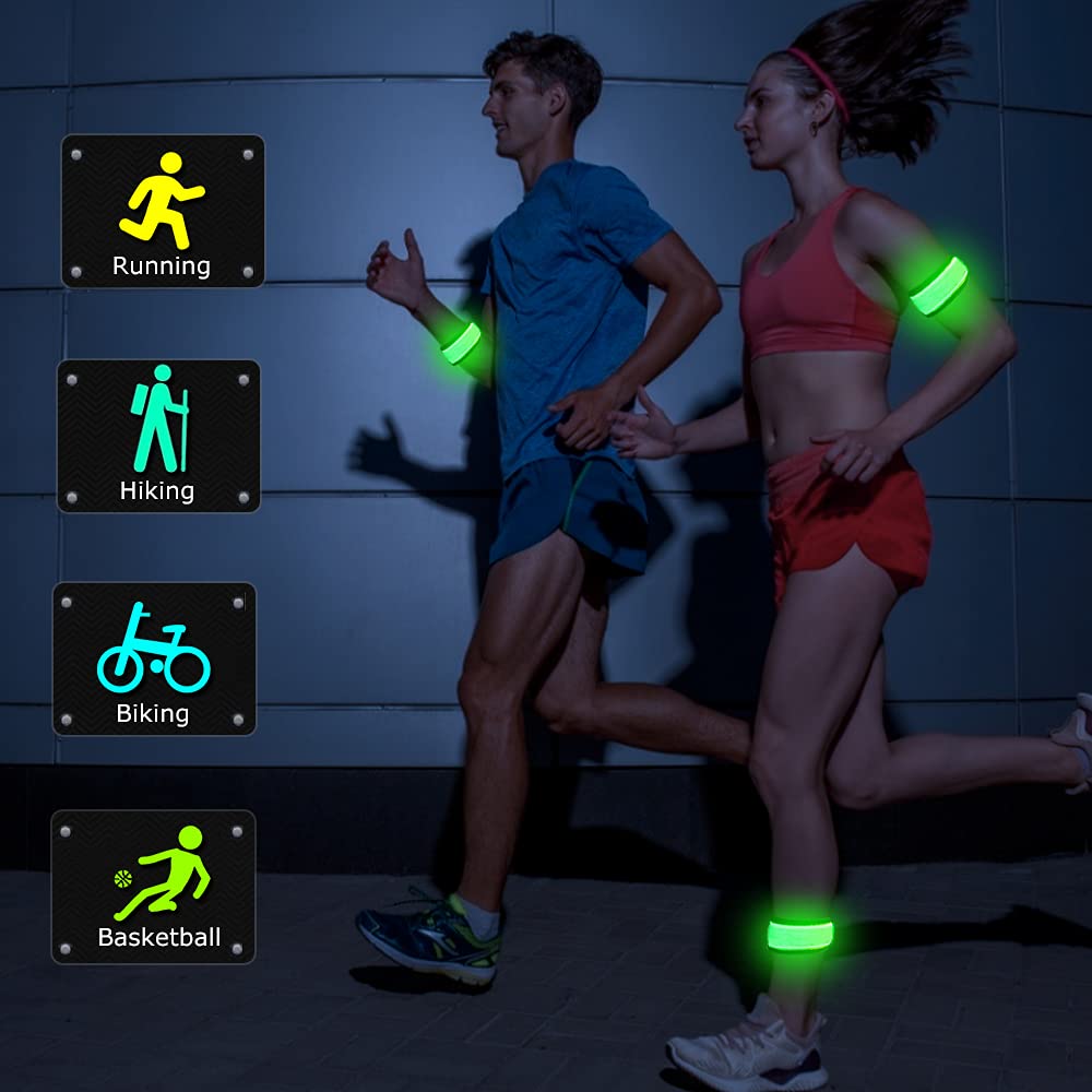 esonstyle Pack of 6 LED Light Up Band Slap Bracelets Night Safety Wrist Band for Cycling Walking Running Concert Camping Outdoor Sports (6 pcs-Green)