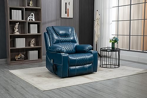 ERYE Oversized Electric Power Lift Recliner Chair for Elderly W/Massage and Heat, Infinite Positions 2 Remote Controllers Faux Leather Upholstered Recliner&Armchair W/Side Pockets & Cupholders