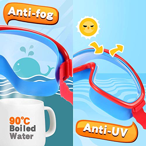 EasYoung 2-Pack Kids Swim Goggles, Wide Vision Swim Goggles for Child from 3-15