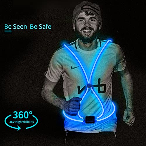 esonstyle LED Reflective Vest Rechargeable Running Light for Runners High Visibility Safety Vest for Running,Cycling or Walking (Blue 1)
