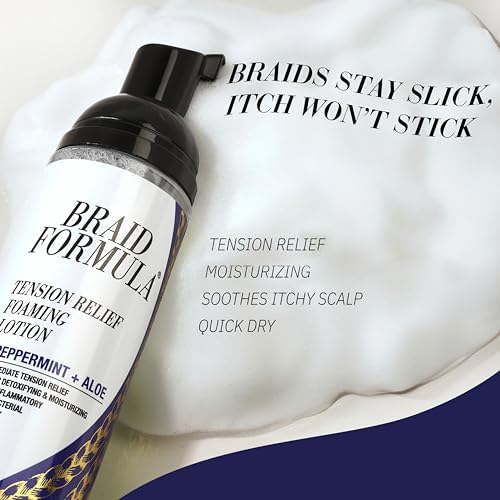 EBIN NEW YORK Braid Formula Tension Relief Foaming Lotion Peppermint & Aloe 8.5 fl. oz. 250ml Nourishing and Hydration, Style your Braids with Ease, Frizz Control