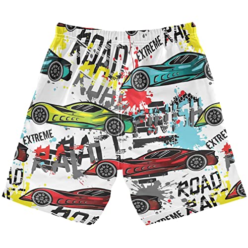 Dussdil Sport Cars Boy's Swim Trunks Kids Toddler Swim Board Shorts Boy Beach Swimwear Swimsuit Bathing Suits 3T