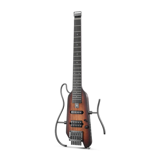 Donner HUSH X Electric Guitar Kit - Featherlight Headless Guitar, Great for Travel and Practice, Mahogany Solid Body with Easy Assemble Stands, Gig Bag, All Accessories, Sunburst