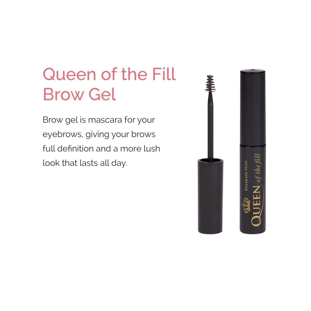 Elizabeth Mott Eyebrow Gel - Queen of the Fill Tinted Brow Filler, Volumizer & Setter - Defines, Shapes & Covers Grays - Water-Resistant, Long-Lasting, Smudge-Proof - Cruelty-Free, Black Shade, 4g
