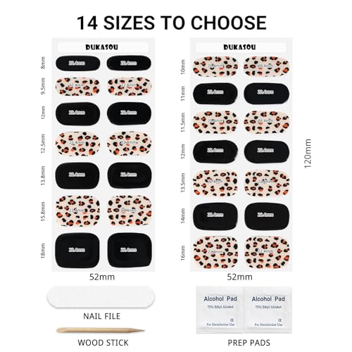 DUKASOU Semi Cured Gel Nail Strips, 28 pcs Gel Nail Strips Work with Any UV Lamp, Long Lasting Gel Nail Stickers Full Nail Wraps, Salon Quality, Easy to Apply (Road Wilderness)