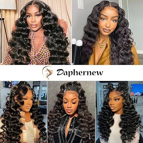 200% Density Loose Wave Lace Front Wigs Human Hair Pre Plucked 360 HD Transparent Lace Front Wig WithBaby Hair Lace Front Wigs Human Hair LooseDeep Wave Lace Front Wigs ForWomen Natural Color(18 Inch)