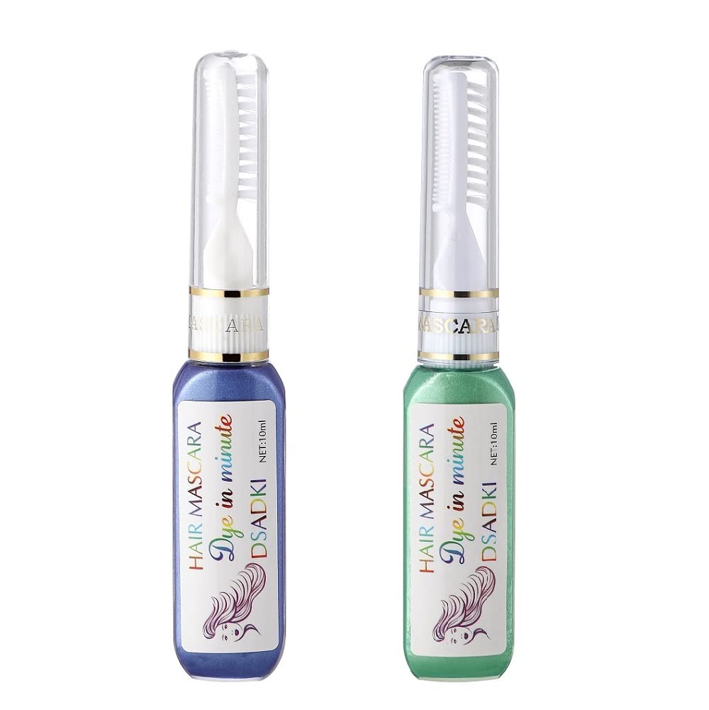 DSADKI Temporary Hair Color Mascara Washable Hair Dye Stick Non-toxic Instant Hair Chalk Dye for Girls Women (Light Purple+Green)