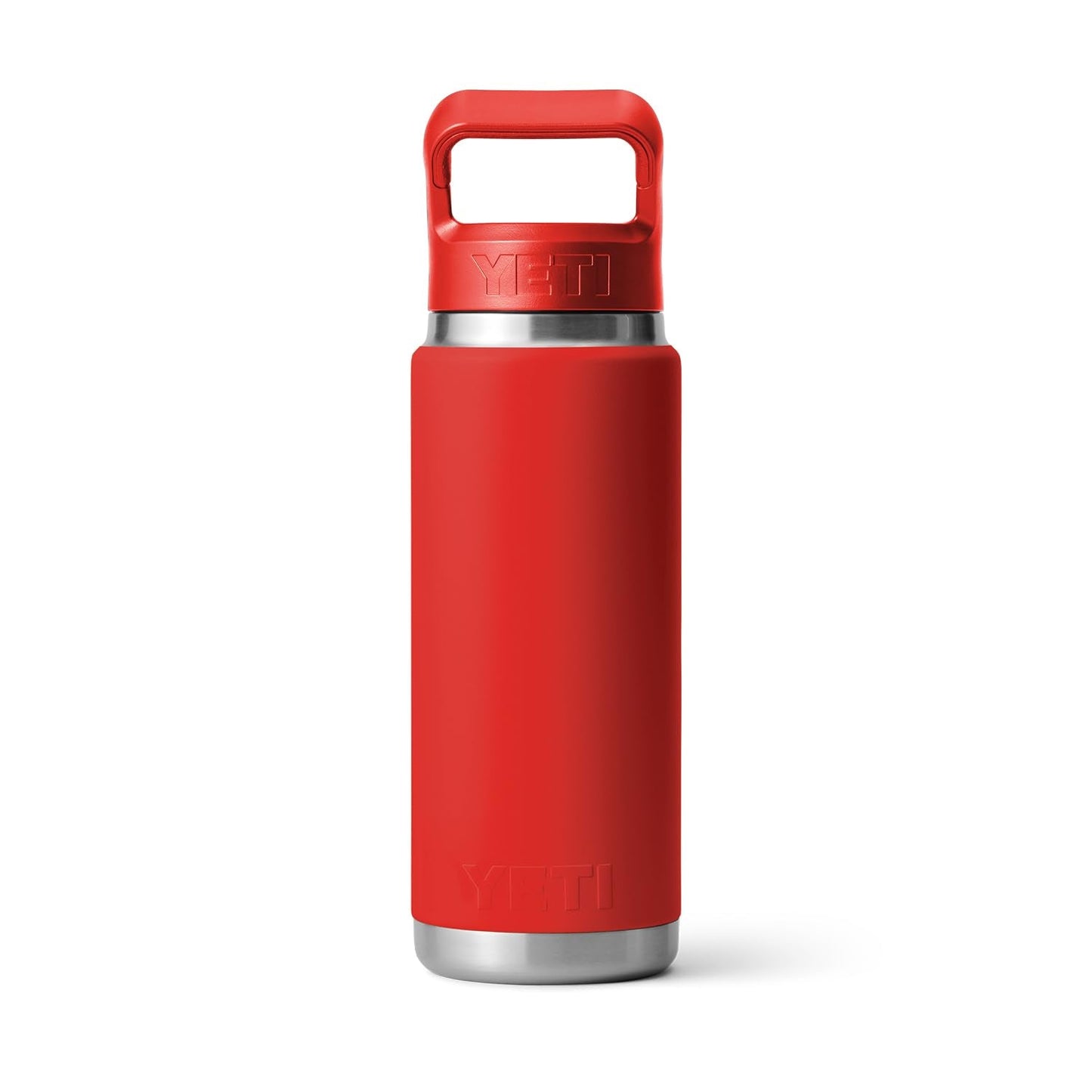 YETI Rambler 26 oz Bottle, Vacuum Insulated, Stainless Steel with Color Matching Straw Cap, Canyon Red