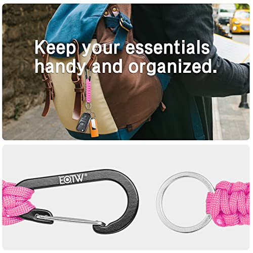 EOTW Carabiner Keychain, Small Carabiner Clip with Paracord Keychain Mini Aluminum D Ring Key Organizer