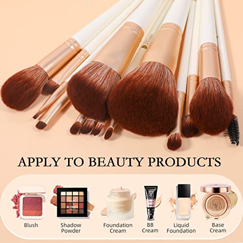 DUcare Makeup Brushes Set 14pcs Professional Synthetic Essential Face Eye Shadow Eyeliner Foundation Blush Lip Powder Liquid Cream Blending Brow Brushes Make Up Brushes Set