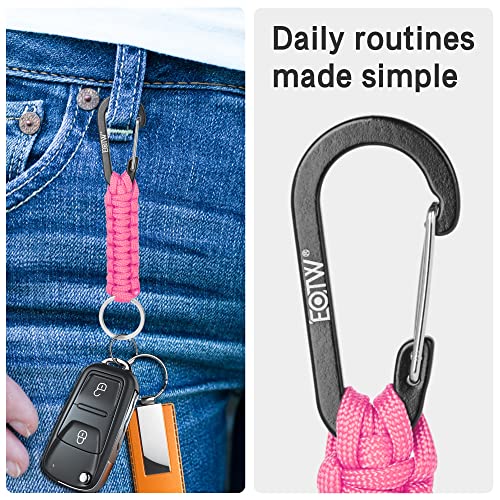 EOTW Carabiner Keychain, Small Carabiner Clip with Paracord Keychain Mini Aluminum D Ring Key Organizer