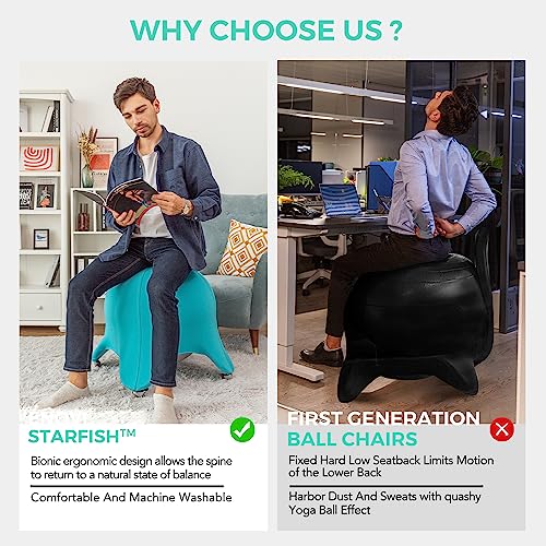 ENOVI Starfish Ball Chair, Yoga Ball Chair Exercise Ball Chair Ergonomic Design for Home Office Desk, Stability Ball & Balance Ball Seat to Relieve Back Pain, 24IN, AP