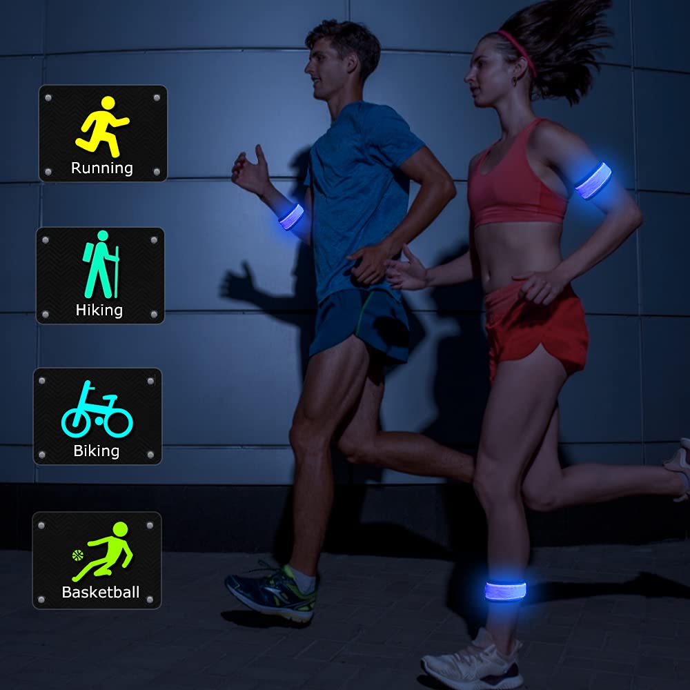 esonstyle Pack of 6 LED Light Up Band Slap Bracelets Night Safety Wrist Band for Cycling Walking Running Concert Camping Outdoor Sports (6 pcs-Blue)