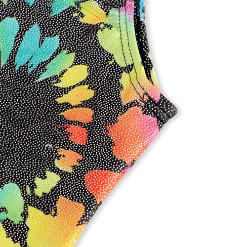 EQSJIU Dance Leotards For Toddler Girls Black Swirl Rainbow Girls Gymnastics Unitard 5-6 Years