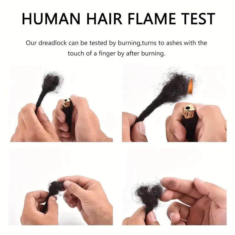 Dreadlock Extensions Human Hair 100% Human Hair for Man/Women/Kids Full Handmade Permanent Loc Extensions Can Be Dyed Bleached Curled Twisted Soft Dreadlocks (0.4cm Thickness 10 Inch 60 Strands, 1B)