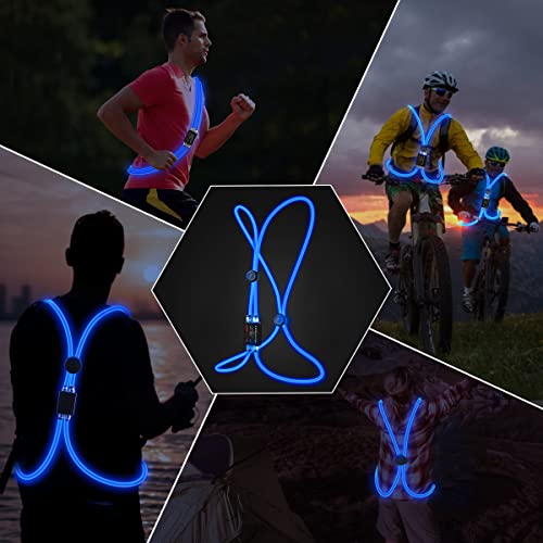 esonstyle LED Reflective Vest Rechargeable Running Light for Runners High Visibility Safety Vest for Running,Cycling or Walking (Blue 1)