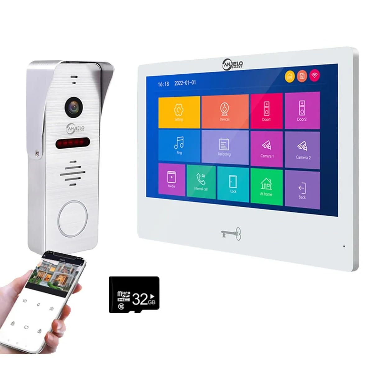 1080P Tuya Wired Video Door Phone 10 Inch Full Touch Monitor Wireless WiFi Smart Home Intercom System with RFID Doorbell Camera Unlock Record Motion,Weatherproof Video Doorbell,32G