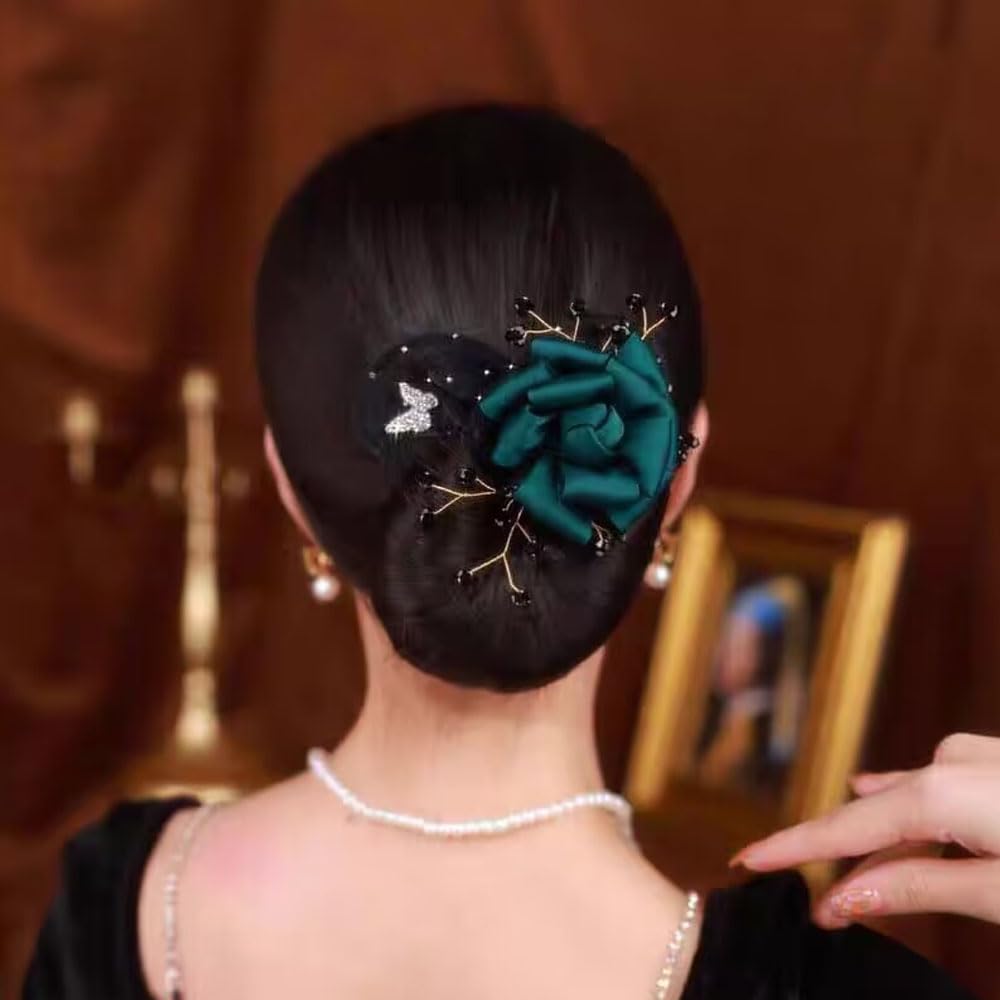 3 PACK Camellia Flower Hair Bun Makers, Quick Fashion Hair Accessories for Women (Style 2)