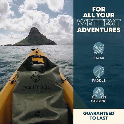 Earth Pak Waterproof Dry Bag - Roll Top Waterproof Backpack Sack Keeps Gear Dry for Kayak with Waterproof Phone Case